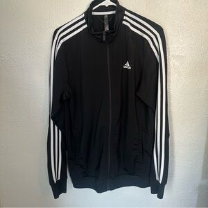 Adidas Men’s Medium Essentials Warm-Up 3 Stripes Black Track Jacket